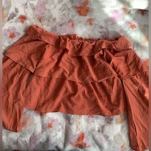 Off the Shoulder Ruffle Crop Top